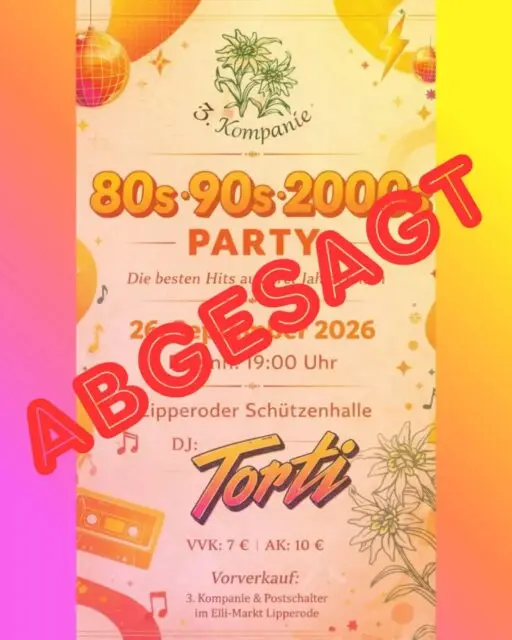 Absage der 80er-90er-2000er Party der III. Kompanie

Aufgrund des Beschlusses des Oberverwaltungsgerichts NRW dürfen auf dem Schützenplatz keine Veranstaltungen stattfinden. 

Daher kann die geplante 80er-90er Party der III. Kompanie leider nicht stattfinden und muss abgesagt werden.

Wir bedauern diese Entscheidung sehr und bitten um euer Verständnis.

Bereits im Vorverkauf erworbene Eintrittskarten können an der jeweiligen Vorverkaufsstelle, bei der sie gekauft wurden, umgetauscht werden.

Dies ist beim Postschalter im Elli Markt Lipperode sowie bei den Offizieren der III. Kompanie möglich.