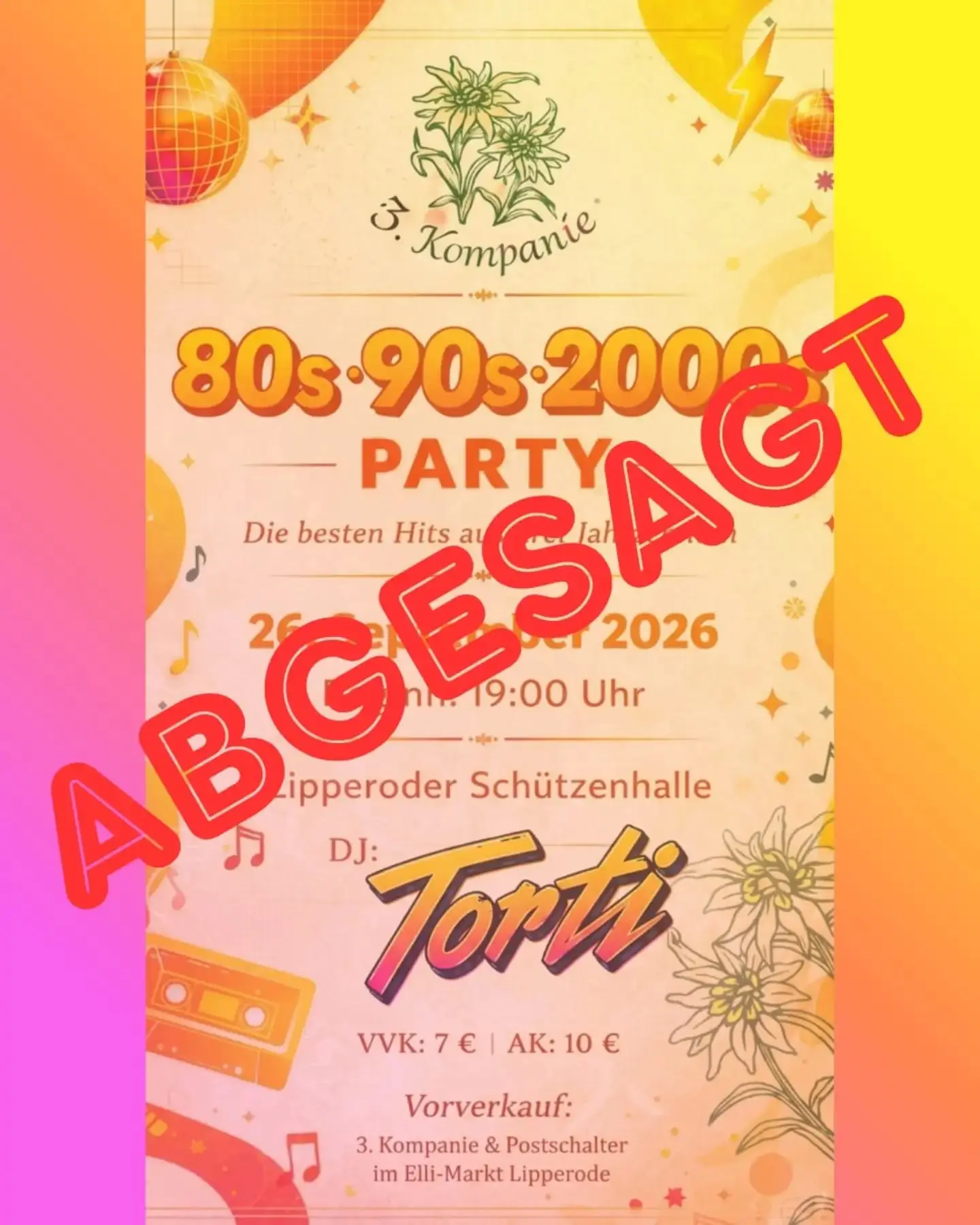 Absage der 80er-90er-2000er Party der III. Kompanie

Aufgrund des Beschlusses des Oberverwaltungsgerichts NRW dürfen auf dem Schützenplatz keine Veranstaltungen stattfinden. 

Daher kann die geplante 80er-90er Party der III. Kompanie leider nicht stattfinden und muss abgesagt werden.

Wir bedauern diese Entscheidung sehr und bitten um euer Verständnis.

Bereits im Vorverkauf erworbene Eintrittskarten können an der jeweiligen Vorverkaufsstelle, bei der sie gekauft wurden, umgetauscht werden.

Dies ist beim Postschalter im Elli Markt Lipperode sowie bei den Offizieren der III. Kompanie möglich.
